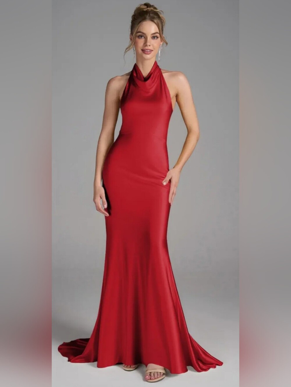 AW BRIDAL ELLIE DRESSSatin Charmeuse Tango Red SIZE 4 Promo, Party Long Dress